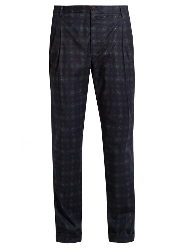 Etro Printed Stretch-cotton Trousers