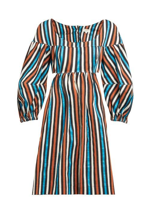 Matchesfashion.com Isa Arfen - Sanremo Striped Open Back Dress - Womens - Brown Multi