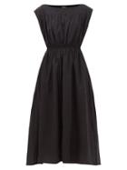 Totme - Gathered Organic Cotton-poplin Midi Dress - Womens - Black