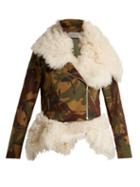 Matchesfashion.com Preen By Thornton Bregazzi - Camouflage Print Shearling Biker Jacket - Womens - Multi