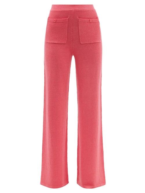 Ladies Rtw Joostricot - Linen-blend Knit Wide-leg Trousers - Womens - Pink