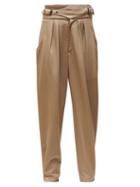 Matchesfashion.com Isabel Marant - Pierson Buckled Waist Cotton Trousers - Womens - Khaki