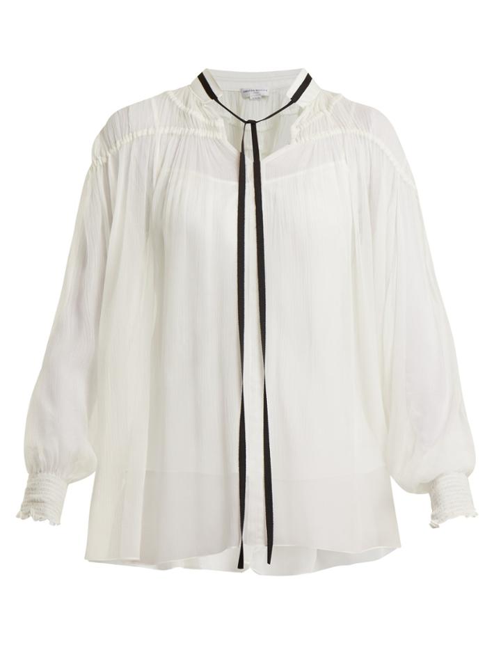 Amanda Wakeley Ruched Crinkle-chiffon Blouse