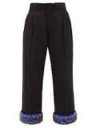 Matchesfashion.com Maison Margiela - Leopard Print Cuff Padded Wool Trousers - Womens - Black Multi