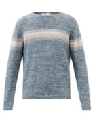 Inis Mein - Horizon Striped Linen Sweater - Mens - Blue Multi
