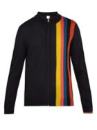Paul Smith High-neck Striped Zip-though Wool Sweater