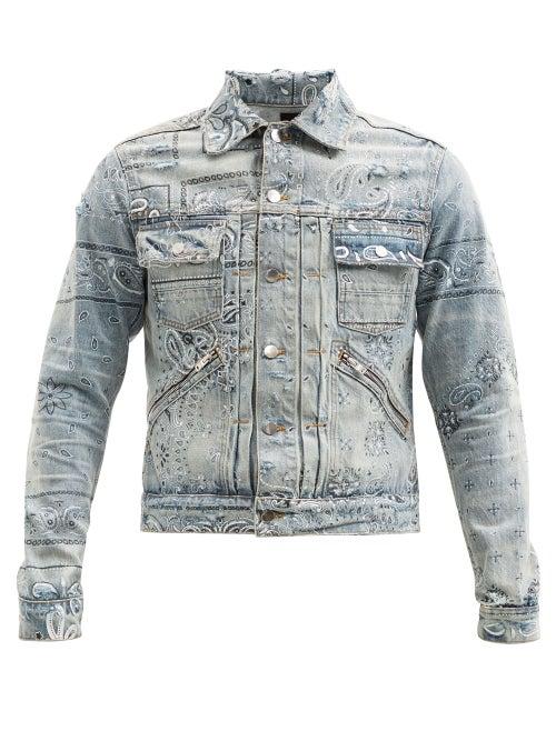 Matchesfashion.com Amiri - Bandana-print Denim Jacket - Mens - Blue