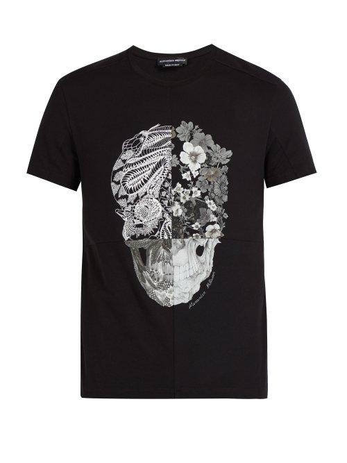 Matchesfashion.com Alexander Mcqueen - Patchwork Skull Print Cotton T Shirt - Mens - Black
