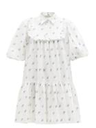 Matchesfashion.com Lee Mathews - Anika Floral-print Cotton-cloqu Mini Dress - Womens - White Print