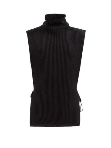 Ann Demeulemeester - Britt Roll-neck Ribbed Wool-blend Sweater - Womens - Black