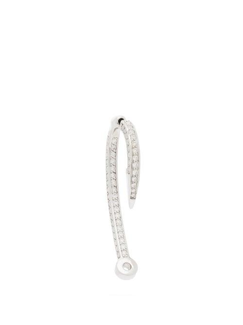 Matchesfashion.com Alan Crocetti - Hook Crystal Sterling Silver Single Earring - Womens - Silver