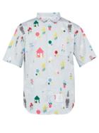 Matchesfashion.com Thom Browne - Gnome Print Short Sleeved Cotton Poplin Shirt - Mens - Light Blue