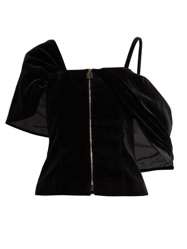 Osman Candice Velvet Zip-front Top