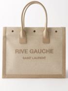 Saint Laurent - Rive Gauche Embroidered-canvas Tote Bag - Womens - Beige