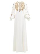 Andrew Gn - Crystal-embellished Zipped Crepe Gown - Womens - White Gold