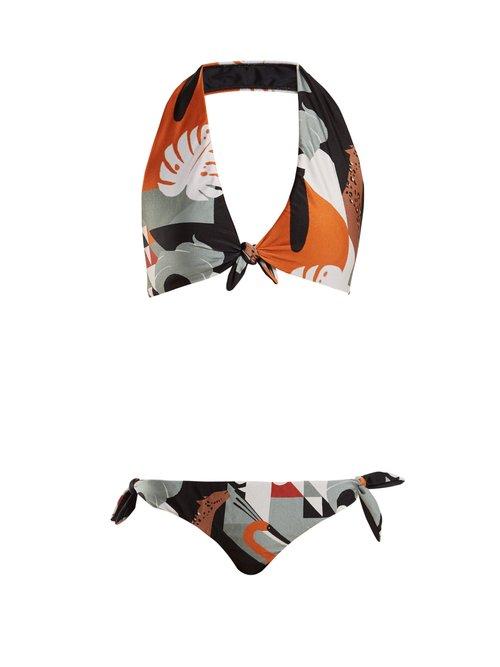 Matchesfashion.com Adriana Degreas - Tropiques Halterneck Bikini - Womens - Black Multi