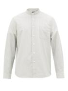 Matchesfashion.com A.p.c. - Alejandro Band-collar Striped Cotton Shirt - Mens - Light Blue