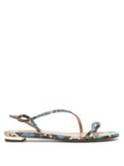 Matchesfashion.com Aquazzura - Serpentine Python-embossed Leather Sandals - Womens - Blue Multi