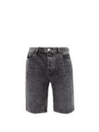 Frame - Splatter-print Acid-wash Denim Shorts - Mens - Dark Grey
