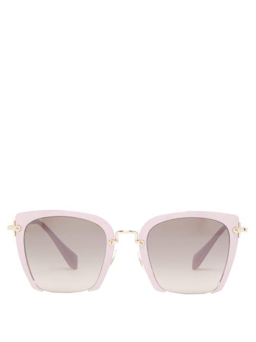 Matchesfashion.com Miu Miu - Square Frame Acetate Sunglasses - Womens - Light Pink