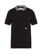 Off-white Checkered-collar Cotton Polo Shirt