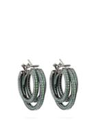 Matchesfashion.com Lynn Ban - Sonic Sapphire & Rhodium Plated Hoop Earrings - Womens - Green