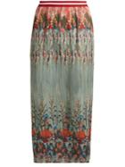 Stella Jean Brutta Japanese-floral Print Crepe Midi Skirt