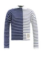 Matchesfashion.com La Fetiche - Breton-stripe Panelled Lambswool Sweater - Womens - Navy Multi