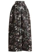 Rochas Bouquet-print Duchess-satin Skirt
