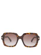 Matchesfashion.com Tom Ford Eyewear - Logo Plaque Square Acetate Sunglasses - Womens - Tortoiseshell
