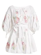 Innika Choo Balloon-sleeve Linen Peasant Dress