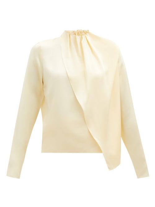 Matchesfashion.com Dodo Bar Or - Berna Draped Silk-satin Blouse - Womens - Cream