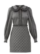 Matchesfashion.com Fendi - Quilted & Brushed Wool-twill Mini Dress - Womens - Dark Grey