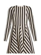 Matchesfashion.com Valentino - Striped Wool And Silk Blend Dress - Womens - White Black