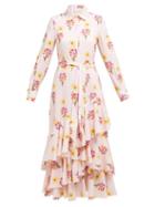 Matchesfashion.com Borgo De Nor - Aurora Floral Cotton Shirt Dress - Womens - Light Pink