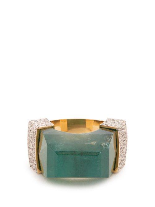 Matchesfashion.com Jade Jagger - Diamond, Emerald & Yellow Gold Ring - Womens - Green