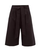 Matchesfashion.com Merlette - Sant Pere High-rise Pleated Cotton-twill Shorts - Womens - Black
