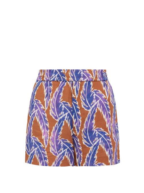 Matchesfashion.com You As - Orion Leaf Print Twill Shorts - Mens - Purple