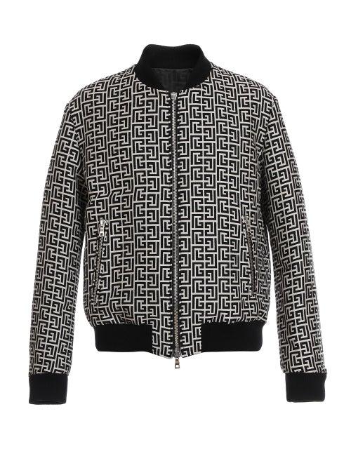 Balmain - Reversible Monogram-jacquard Bomber Jacket - Mens - Black