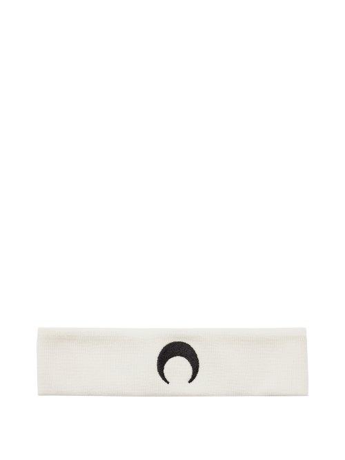 Matchesfashion.com Marine Serre - Embroidered Crescent Moon Headband - Womens - Black