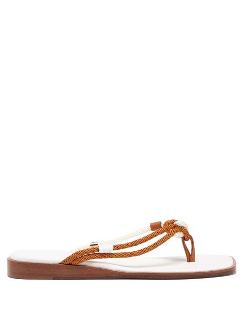 Matchesfashion.com Gray Matters - Corda Square-toe Leather Slides - Womens - White