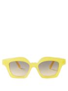 Loewe - Arched Square-frame Acetate Sunglasses - Womens - Yellow Grey