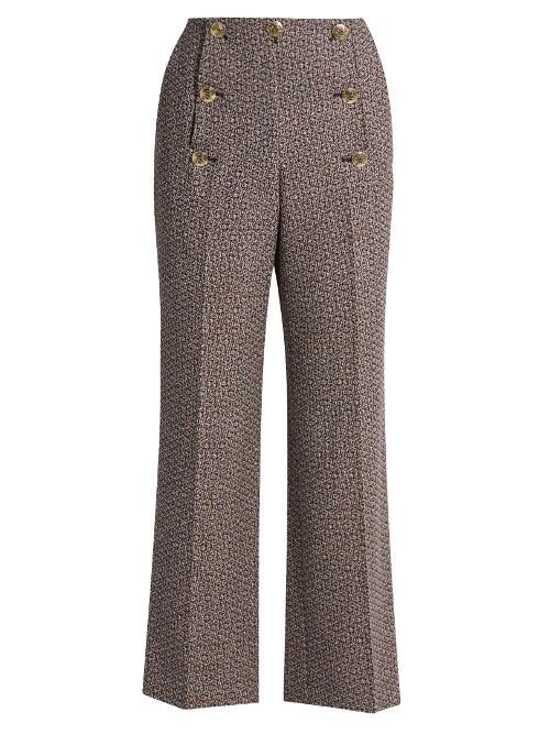 Sonia Rykiel High-waisted Flared Wool-tweed Trousers