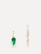 Joolz By Martha Calvo - Miami Vice Mismatched Pearl & Gold-plated Earrings - Womens - Green Multi