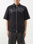 1017 Alyx 9sm - Logo-print Zipped Cotton-blend Short-sleeved Shirt - Mens - Black