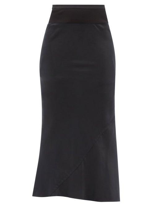 Matchesfashion.com Rick Owens - Bias-cut Sueded Midi Skirt - Womens - Black