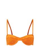 Matchesfashion.com Dodo Bar Or - Morgan Floral-embroidered Balcony Bikini Top - Womens - Orange