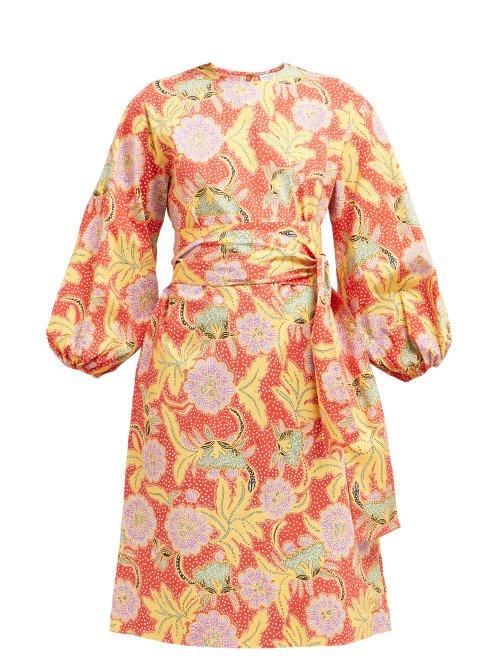 Matchesfashion.com Rhode Resort - Athena Floral Print Cotton Blend Dress - Womens - Red Multi