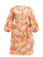 Matchesfashion.com Rhode Resort - Athena Floral Print Cotton Blend Dress - Womens - Red Multi