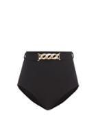 Zimmermann - Anneke Chain-embellished High-rise Bikini Briefs - Womens - Black